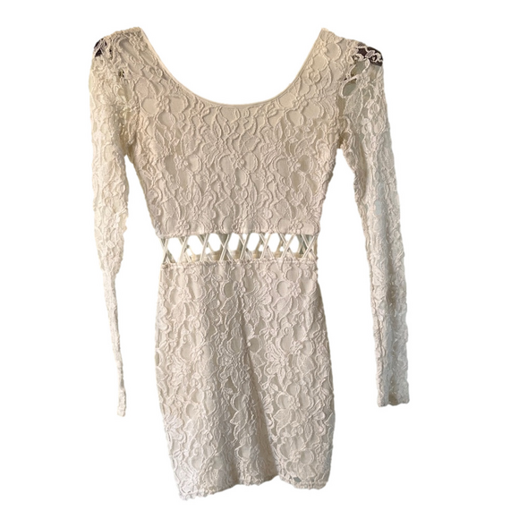Ark & Co Cream Lace Long Sleeve Dress - Picture 1 of 7